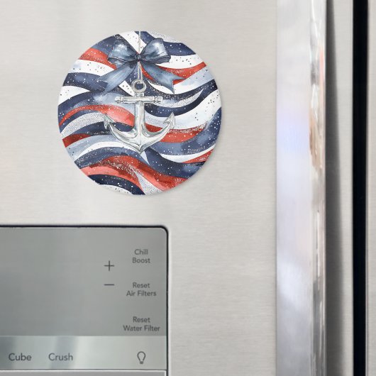 Nautical Red White Blue Bow Anchor マグネット (インサイチュ (冷蔵庫))