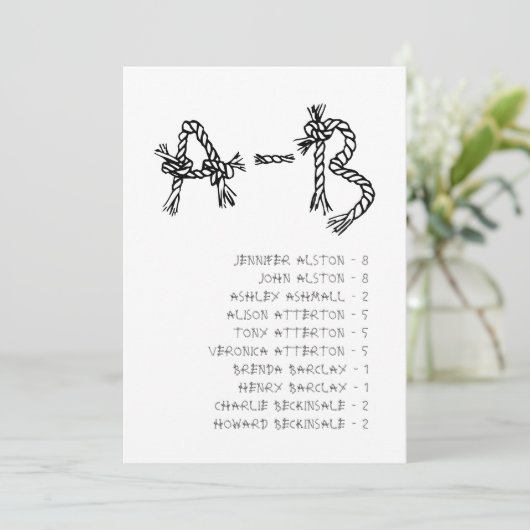 Nautical Rope Alphabet Wedding Seating Chart Card  招待状 (スタンド正面)