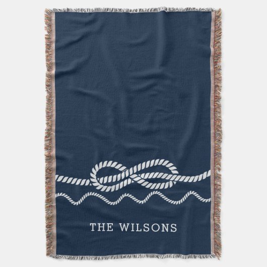 Nautical Rope Knot Personalized Throw Blanket スローブランケット (正面縦)