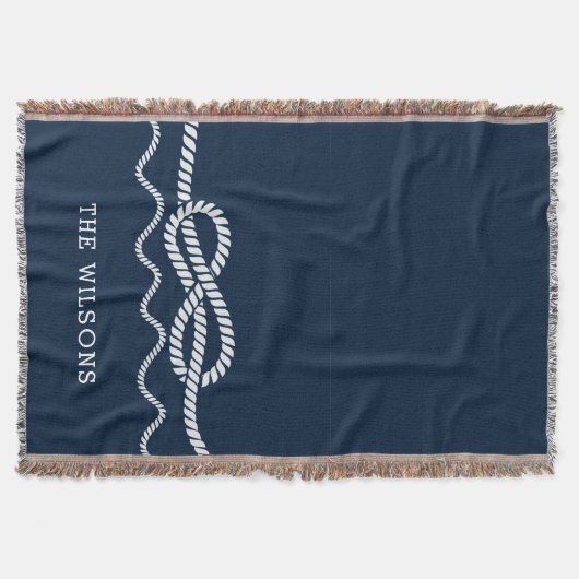 Nautical Rope Knot Personalized Throw Blanket スローブランケット (正面)