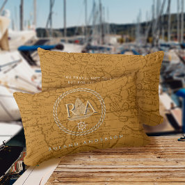 Nautical Rope Monogram Map Brown ランバークッション