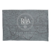 Nautical Rope Monogram Map Grey 枕カバー (正面)