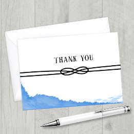 Nautical Rope Ocean Blue Watercolor Thank You サンキューカード