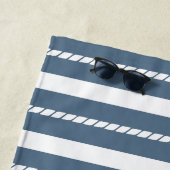 Nautical Rope Stripe & Anchor Boat Name ビーチタオル (インサイチュ)