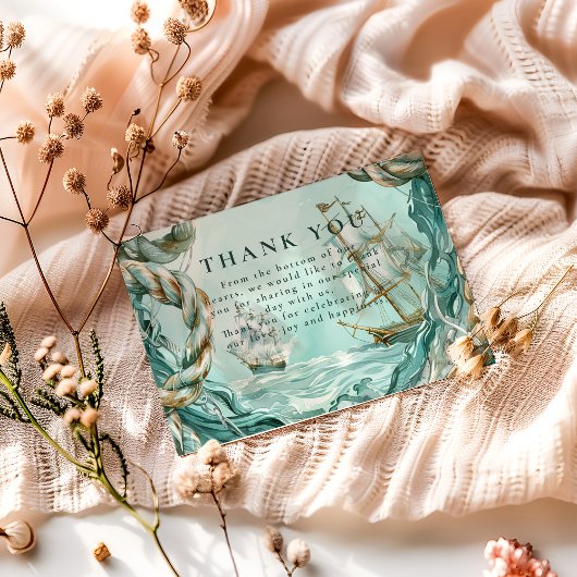 Nautical Rope Voyage Wedding サンキューカード
