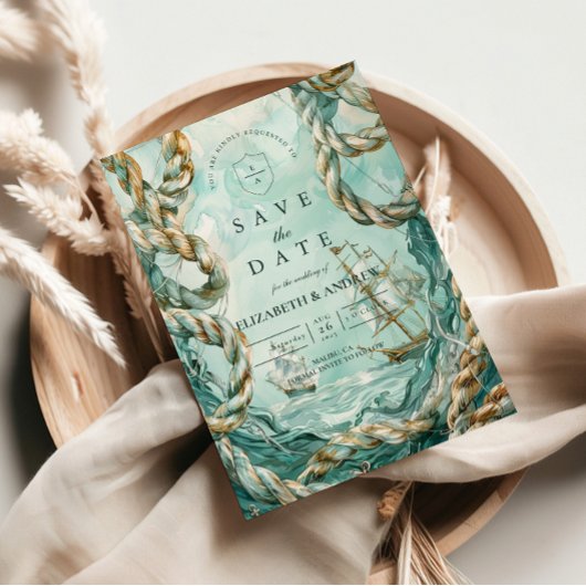 Nautical Rope Voyage Wedding セーブザデート