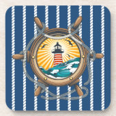 Nautical Ropes & Boat Wheel Beverage Coaster コースター (正面)