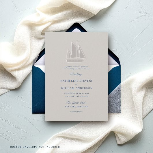 Nautical Sail Boat Formal Modern Classic Wedding 招待状