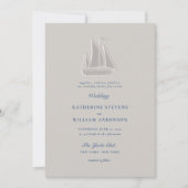 Nautical Sail Boat Formal Modern Classic Wedding 招待状 (正面)