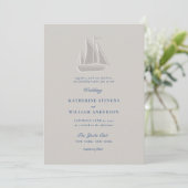 Nautical Sail Boat Formal Modern Classic Wedding 招待状 (スタンド正面)