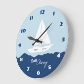 Nautical Sailboat ラージ壁時計 (傾斜)