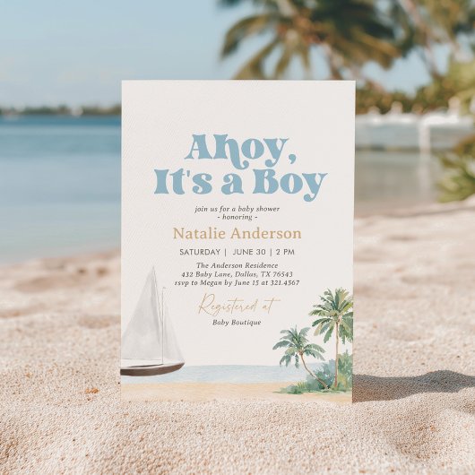 Nautical Sailboat Baby Shower 招待状