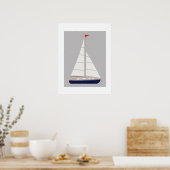 Nautical sailboat printable art ポスター (キッチン)