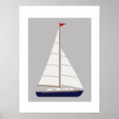 Nautical sailboat printable art ポスター (正面)
