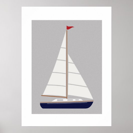 Nautical sailboat printable art ポスター (正面)