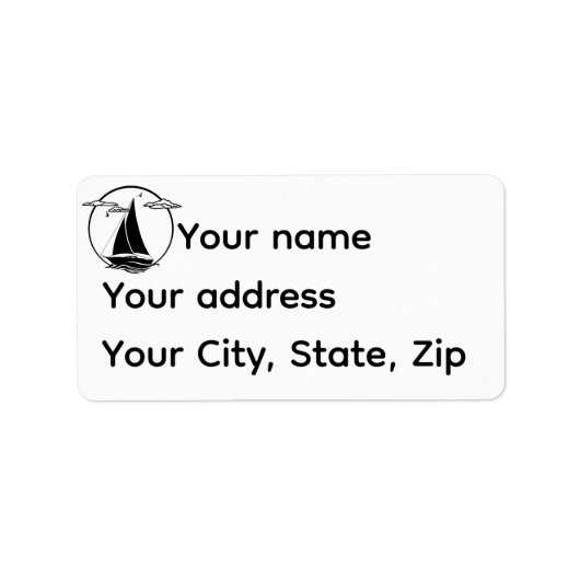 Nautical sailboat/ship/vessel black silhouette  ラベル (正面)