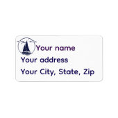 Nautical sailboat/ship/vessel blue silhouette ラベル (正面)