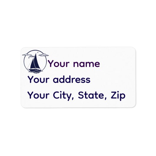 Nautical sailboat/ship/vessel blue silhouette ラベル (正面)