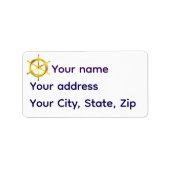 Nautical sailboat/ship wheel gold silhouette  ラベル (正面)