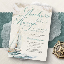 Nautical Sailing Anchor Aweigh Baby Shower 招待状