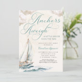 Nautical Sailing Anchor Aweigh Baby Shower 招待状 (スタンド正面)