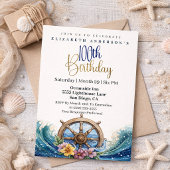 Nautical Sailing Wheel 100th Birthday 招待状