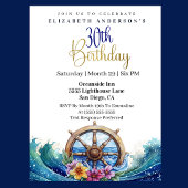 Nautical Sailing Wheel 30th Birthday 招待状