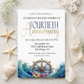 Nautical Sailing Wheel 40th Wedding Anniversary 招待状