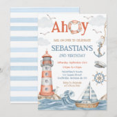 Nautical Sailor Theme Birthday Invitation 招待状 (正面/裏面)