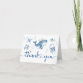 Nautical Sailor Whale Baby Shower Thank You Card サンキューカード (正面)