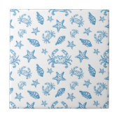 Nautical Sea Creatures Doodle Pattern タイル (正面)