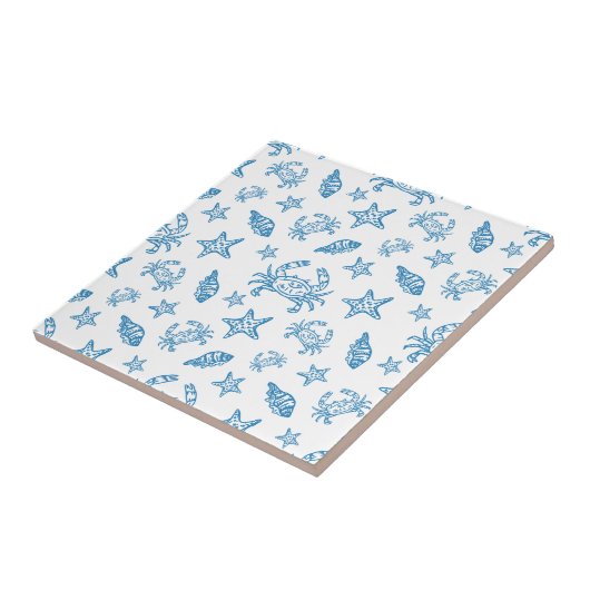 Nautical Sea Creatures Doodle Pattern タイル (側面)