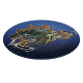 Nautical Sea Turtle Anchor Ship Wheel Blue カッティングボード (角)