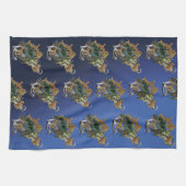 Nautical Sea Turtle Anchor Ship Wheel Blue キッチンタオル (横)