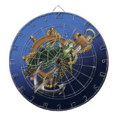 Nautical Sea Turtle Anchor Ship Wheel Blue ダーツボード (正面)