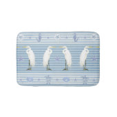 Nautical Sea Turtle Seahorse n Egret Blue Stripe バスマット (正面)