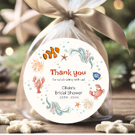 Nautical Seafood She Is a Catch Bridal Shower ラウンドシール