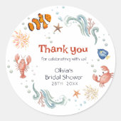 Nautical Seafood She Is a Catch Bridal Shower  ラウンドシール (正面)
