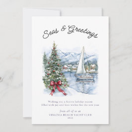 Nautical Seas & Greetings Sailboat Christmas  シーズンカード