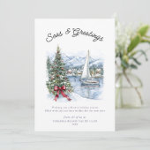 Nautical Seas & Greetings Sailboat Christmas シーズンカード (スタンド正面)
