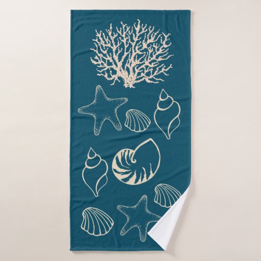 Nautical Seashell Bath Towel バスタオル (バスタオル)