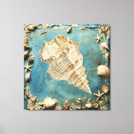 Nautical Seashell Canvas Wall Art キャンバスプリント (正面)