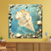 Nautical Seashell Canvas Wall Art キャンバスプリント (インサイチュ (リビング))