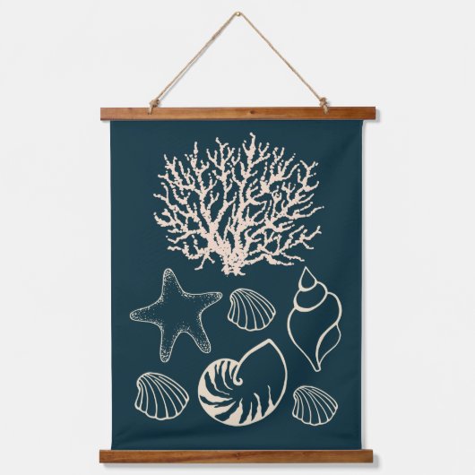 Nautical Seashell Wall Tapestry  吊り下げ型タペストリー (正面)