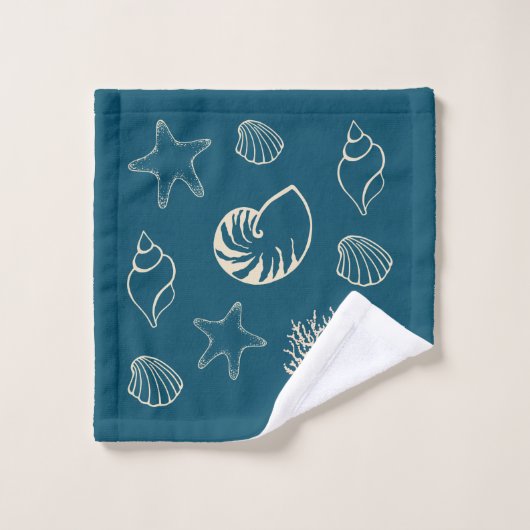 Nautical Seashells Bath Towel Set バスタオルセット (ウォッシュタオル)