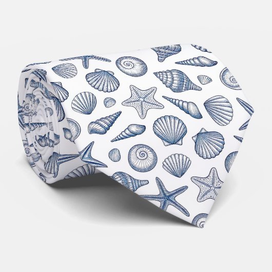 Nautical Seashells Custom Necktie ネクタイ (ロール)