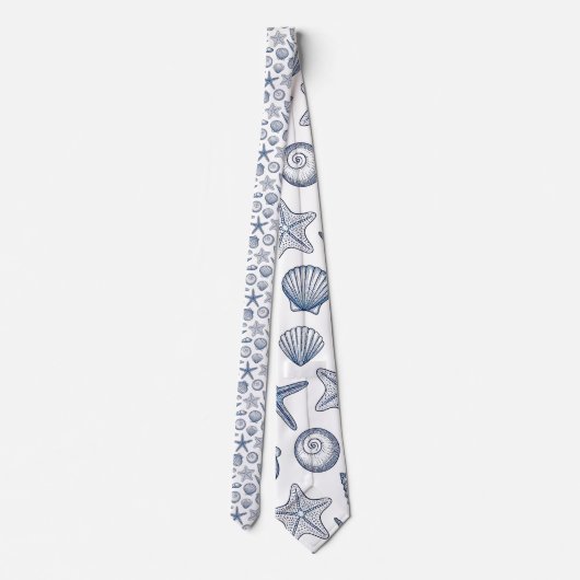 Nautical Seashells Custom Necktie ネクタイ (裏面)