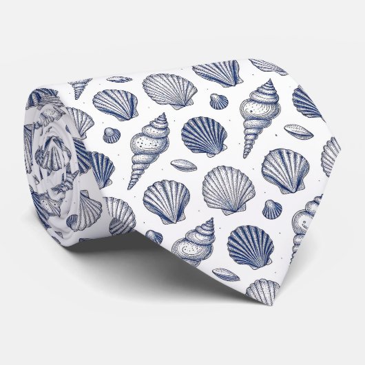 Nautical Seashells Custom Necktie ネクタイ (ロール)