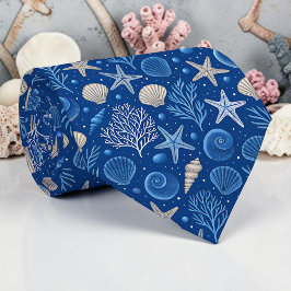 Nautical Seashells Custom Necktie ネクタイ