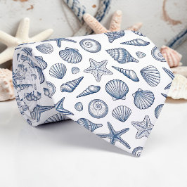 Nautical Seashells Custom Necktie ネクタイ